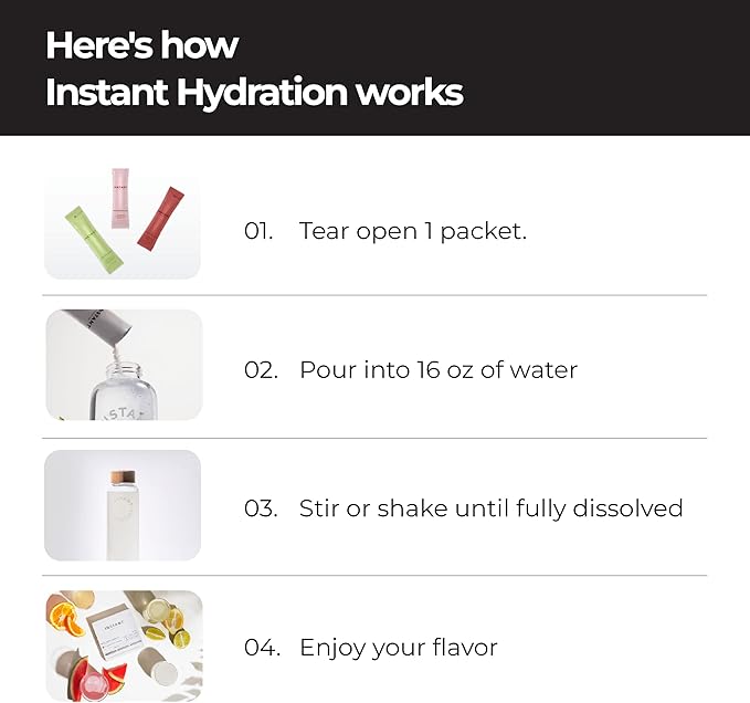 Instant Hydration Sugar Free Electrolytes Powder Packets Variety Pack - Watermelon, Raspberry, Lemon Lime Drink Mix & Travel Essentials with Magnesium and Potassium - Post Workout Recovery - 20 Count