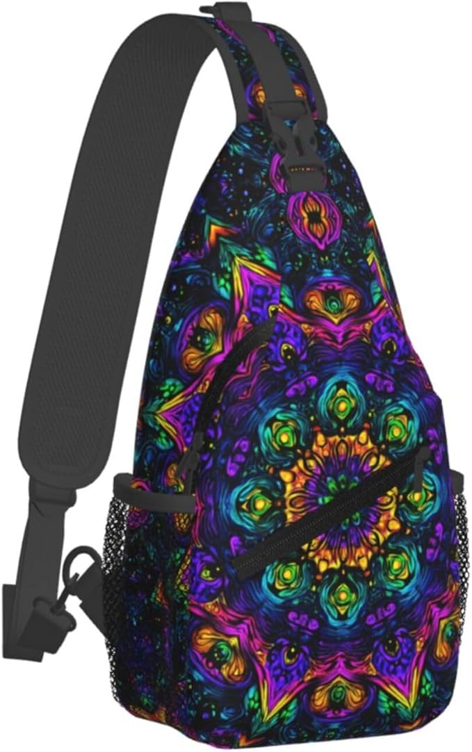 Psychadelic Trippy Art Sling Bag Crossbody Travel Hiking Chest Backpack Shoulder Daypack For Women Men