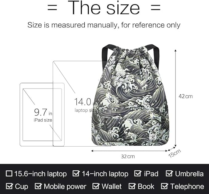 Waterproof Drawstring Bag, Gym Bag Sackpack Sports Beach Backpack for Men Women