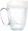 Tervis Clear & Colorful Lidded Made in USA Double Walled Insulated Tumbler Travel Cup Keeps Drinks Cold & Hot, 16oz Mug, Clear Lid
