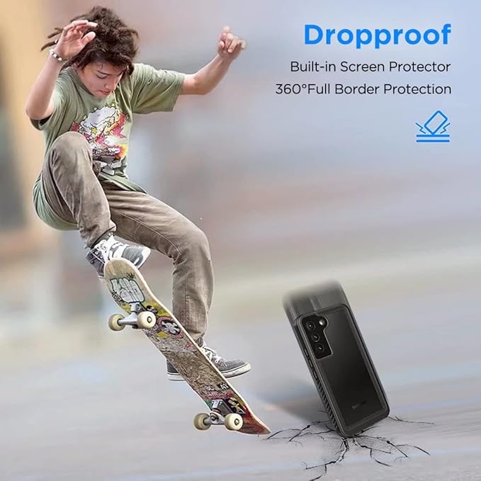 Lanenas for Samsung Galaxy S22 Case, Waterproof Case with Built-in Screen Protector, Shockproof Dustproof Heavy Duty Full Body Protective Case for Samsung Galaxy S22 5G 6.1" Black