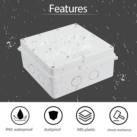 LeMotech Junction Box, Electrical Box IP65 Water Resistant Dustproof ABS Plastic Project Enclosure for Electronics White 5.9 x 5.9 x 2.8 inch