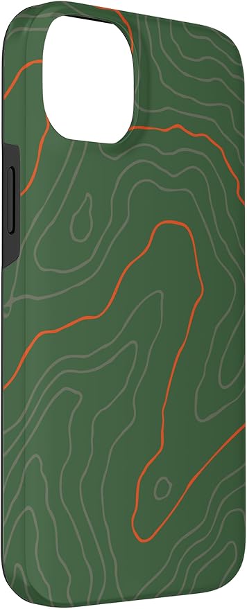 Backcountry Topo Guide Orange Lines Topographical Map Case for iPhone 14 Plus