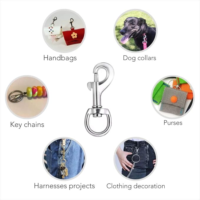 Lucky Goddness 20pcs Swivel Snap Hooks for Dog Leash Collar Linking, Metal Heavy Duty Eye Lobster Claw Clasp Multipurpose- Perfect for Pet Buckle Key Chain Purse Bag Making Handmade Crafts DIY Project