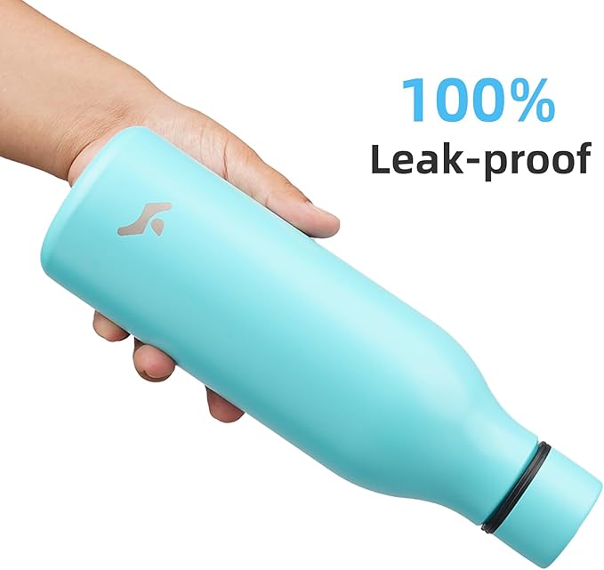 Konokyo Insulated Water Bottle with Strap,18 oz Double Wall Stainless Steel Vacuum Bottles Metal Water Flask,Turquoise