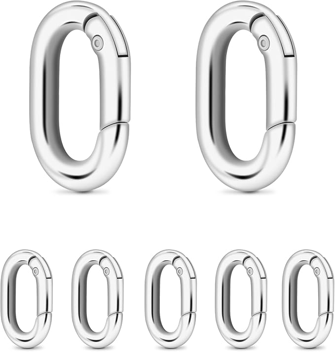 10Pack 3/4 Inch Small Oval Carabiner, Metal Spring Tiny Carabiner Clips for Paracord Keychain Lanyard, Car Key Rings, Dog Tag Clip, Pets Collar Buckles, Purse Keychain Replacement (Silver)