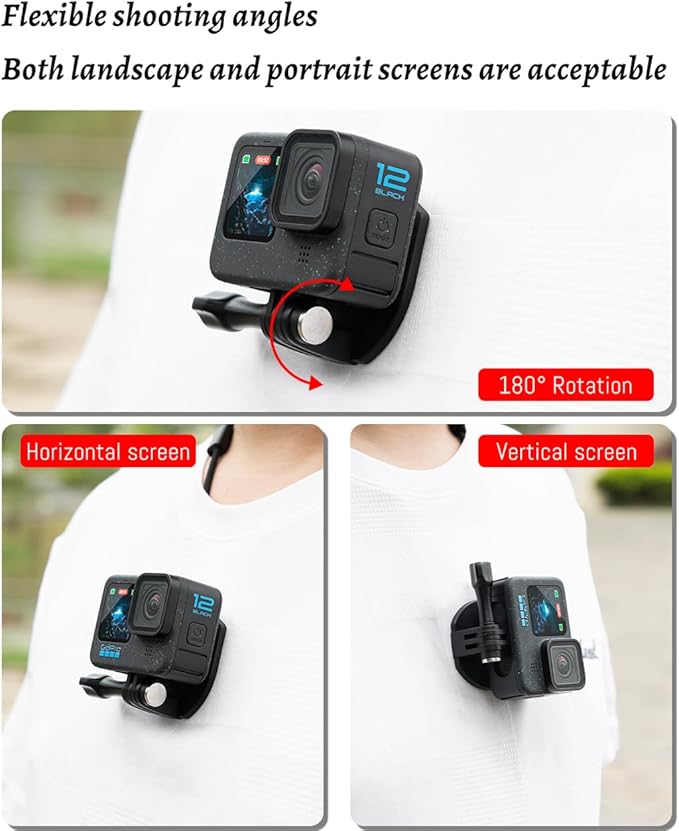 Magnetic Neck Mount Compatible with GoPro Hero 13/12/11, for Insta360 X5/X4/X3/Ace Pro 2, for DJI OSMO Action 5/4/3 Pro Action Camera, Mount Holder with Long Screw and Adjustable Lanyard