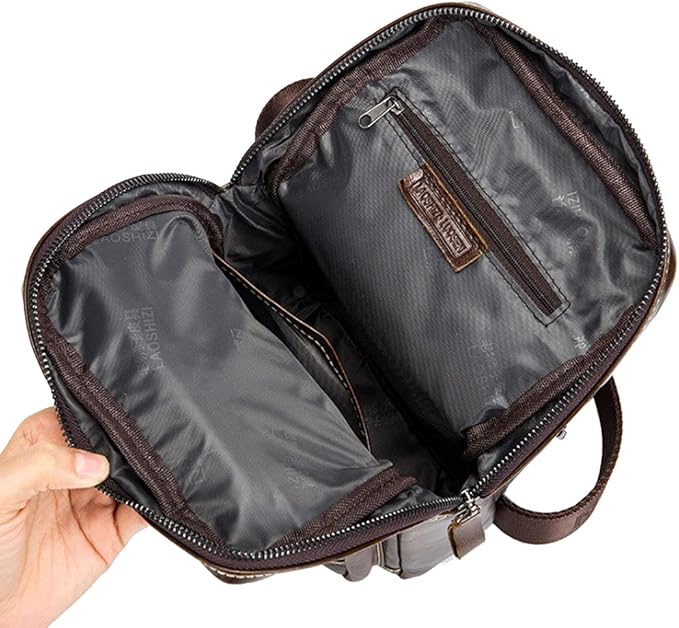 Leather Sling Bag Backpack Daypack Handbag for Men Women Outdoor Travel Camping Fishing Hunting Hiking Crossbody Shoulder Chest Pack Bags