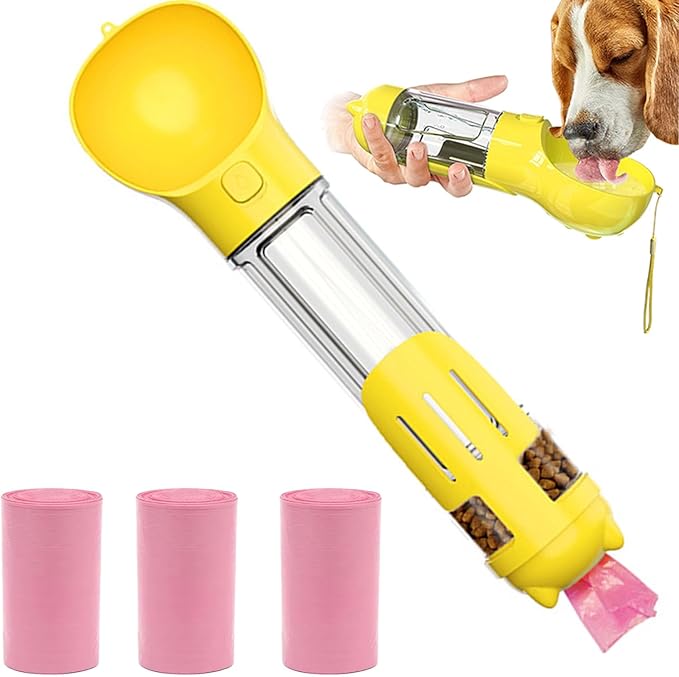 Portable Travel Water Collapsible Bowl Set Dispenser for Dog Walking Bag with Water Bottle Holder Small Size Dog 300ml