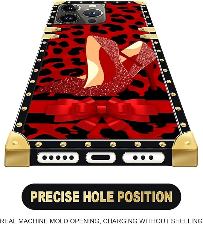 Compatible with iPhone 13 Pro Max Case, Elegant High Heels Luxury Golden Decoration for Girl Women Soft TPU Shockproof Protective Hard PC Back for iPhone 13 Pro Max