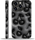 for iPhone 14 Pro Case,HL2 Cute Cool Cherry Black Hybrid 2 Layer Hard Shell Silicone Protective Pattern Design Case