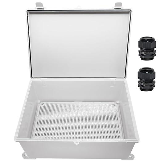 Zulkit Junction Box ABS Plastic Waterproof IP65 Electrical Boxes Hinged Shell Outdoor Universal Project Enclosure with Mounting Plate and Wall Brackets Grey (390x290x160 mm)