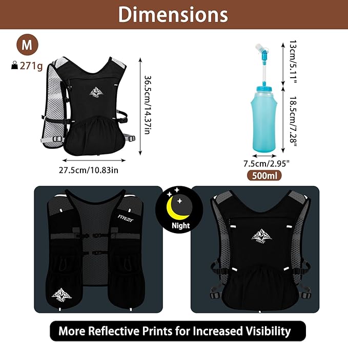 ITIEZY Running Vest for Women Men, 5L Hydration Backpack Lightweight Running Water Vest with Leak-Proof Bladder Sleeve for Marathon, Trail, Cycling, Hiking, Jogging