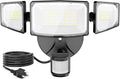 Olafus 50W Motion Sensor Outdoor Light Plug in, Motion Flood Light Dusk to Dawn, 5000LM LED Security Light IP65 Waterproof, Motion Activated 6500K PIR Sensor Lighting for Garage Yard Patio Eave, Black