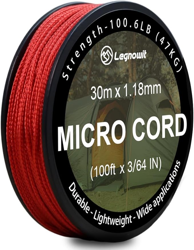 Micro Paracord, 1.18mm x 100ft Thin Mini Utility Braided Small Paracord for Crafting, DIY Project, Camping and More