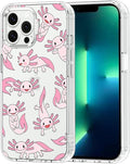 MOSNOVO Case for iPhone 13 Pro Max, [Buffertech 6.6ft Military-Grade Drop Protection] [Anti Peel Off Tech] Clear TPU Bumper Phone Case Cover Design - Pink Axolotl