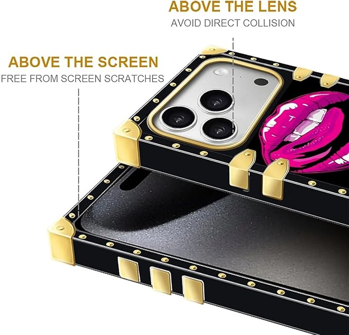 for iPhone 17 Pro Case Luxury Golden Decoration for Girl Women Soft TPU Shockproof Protective Hard PC Back for iPhone 17 Pro Crazy Pattern Black White Red Slap Sexy