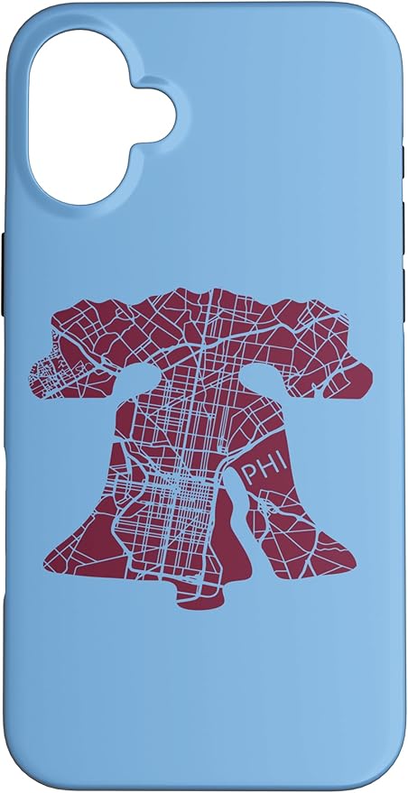 Philadelphia Street Map Liberty Bell Vintage Maroon Philly Case for iPhone 16 Plus