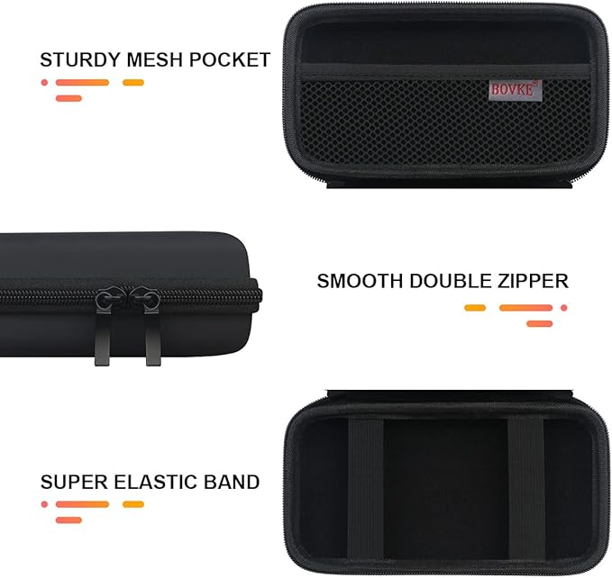 BOVKE Travel Cable Organizer Bag Electronics Accessories Case Portable Travel Gadget Bag for USB Flash Drive, Adapter, Charging Cable, Charger, SD Card, Earbuds, Small Power Bank, Black+Inside Black