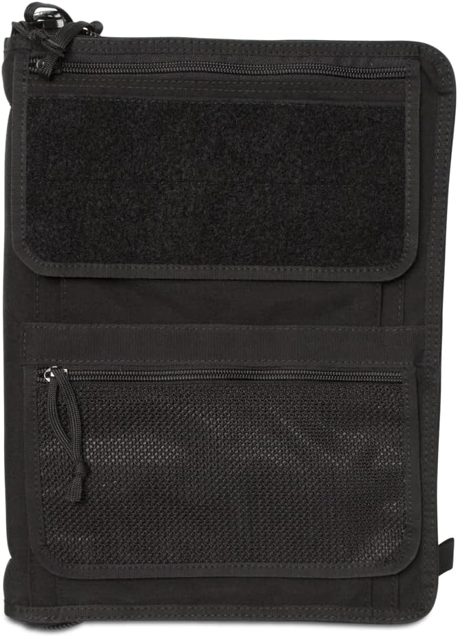 Tactical Admin Notebook Cover System, Zippered Map Case, Fits US Standard & A4 Notebooks (Black)