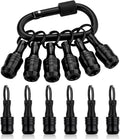 katerk 6pcs Bit Holder with Carabiner Socket for Mens Gift, 1/4 inch Hex Shank Aluminum Alloy Screwdriver Bit Holders, Quick Release Easy Change Impact Driver Drill Bit Keychain Extension (Black)