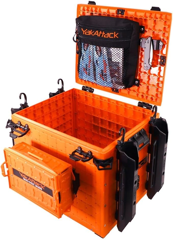 YakAttack 13" Dual Compartment Mesh Storage Bag | Compatible with BlackPak Pro & ShortStak | Heavy-Duty Quick-Dry Mesh with Two Zippered Compartments | Kayak Storage Accessories Organizer