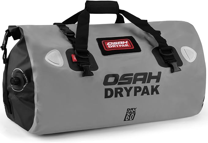 OSAH DRYPAK Waterproof Duffel Bag - Motorcycle Dry Bag Tail Bag with Large Storage Space, Waterproof Luggage Duffle Bags with Outer Mesh Zipper Pocket for Camping, Kayaking, Fishing & Traveling
