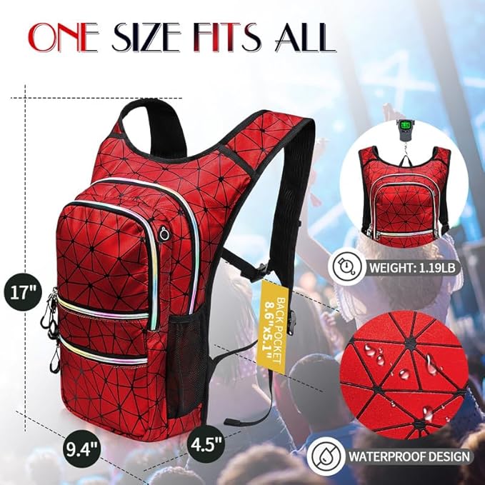 Hydration Pack, Water Backpack with 3L Hydration Bladder Lightweight Insulation, Festival Essential, Rave Hydration Backpack, Hydropack Backpack for Rave, Hiking, Biking, Festival Gear