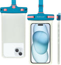 wellhouse Waterproof Phone Pouch, Waterproof Phone Case for iPhone 17 16 15 14 13 Pro Max XS Samsung, IPX8 3D Cellphone Dry Bag Beach Essentials (1 Pack - Luminous Blue7.0, 7 inch)