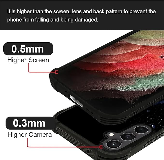 for Samsung Galaxy S23 FE Case, Galaxy Fox Wolf Pattern Graphic Design Girl Boy Soft Silicone Hard Acrylic Shock Protection for Samsung Galaxy S23 FE