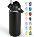 Fijinhom 18oz Insulated Stainless Steel Water Bottle, Wide Mouth Double Wall Vacuum, Silicone Straw, Sweat & Leak Proof, BPA Free Insulated Water Flask for Travel, Keep Cold 24h Hot 12h, Black