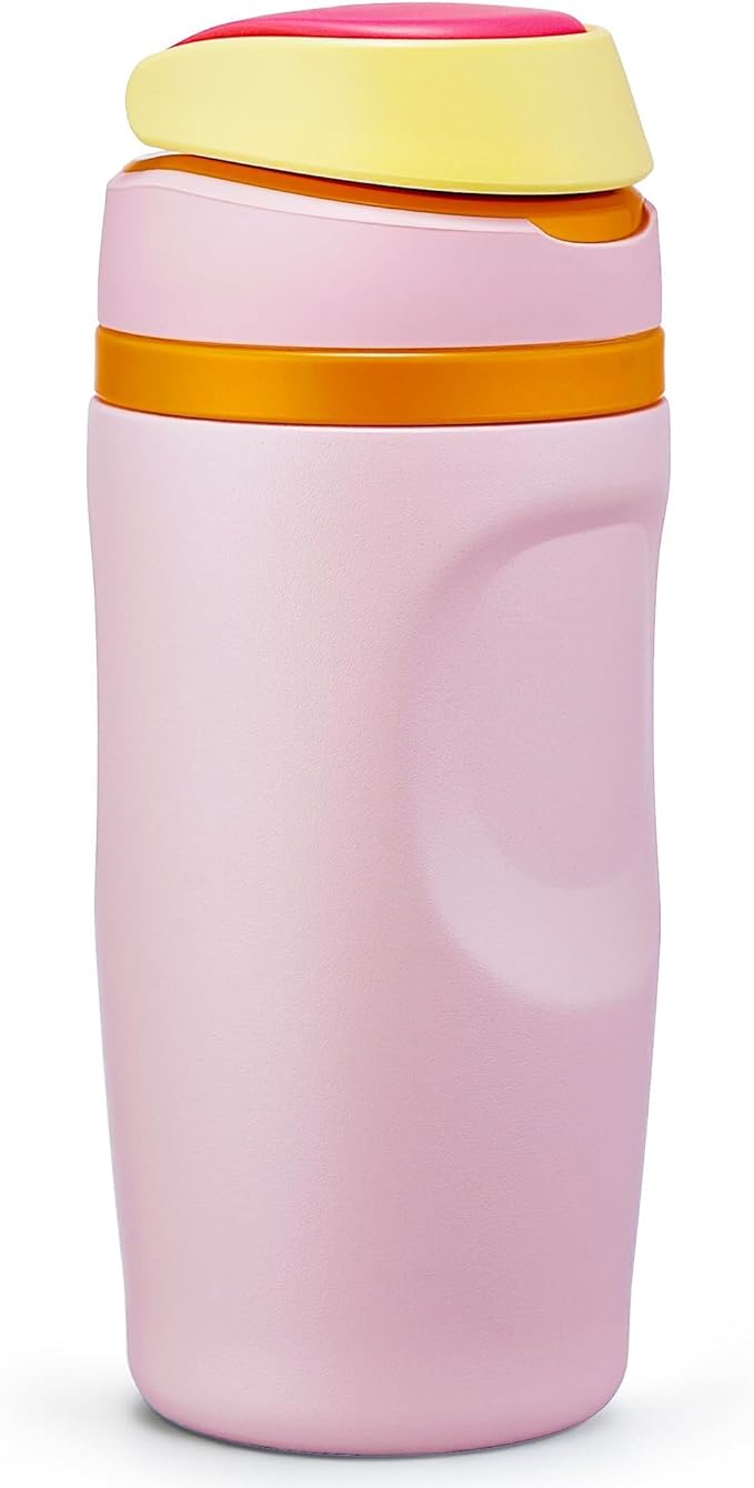 Fijinhom 16 oz Insulated Water Bottle,Stainless Steel Sports Water Bottle with Straw, Double Wall Vacuum Leak Proof, Cold for 24 Hours, BPA Free for Travel, Sport, Outdoor, Pink