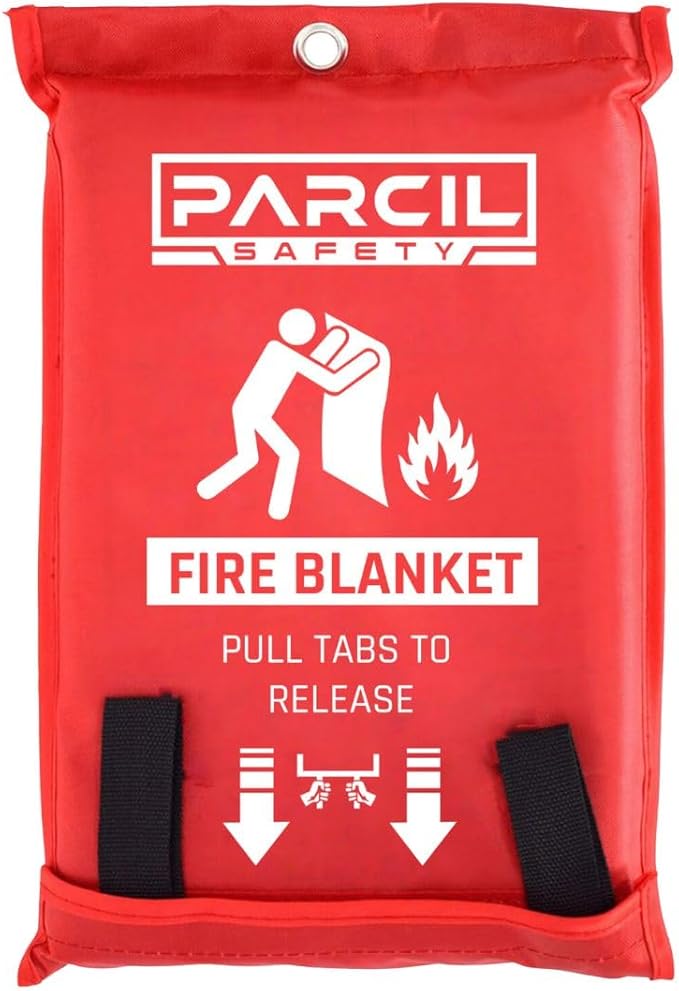 Parcil Distribution PD-452 Emergency Fire Blanket Car Emergency Kit Fire Extinguisher for Home & Kitchen, Woven Fiberglass Household Essentials, Chemical Free, No Mess, Heat Resistant Blanket, Large