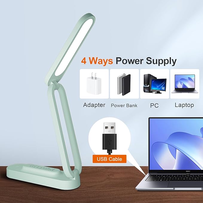 Giryuhd LED Desk Lamp for Office Home & Battery Operated Lamp Rechargeable Lamp Foldable & Portable Light, LED Desk Light Strip, 3 Brightness Dimmable Small Desk Lamp Wireless Reading Lamp