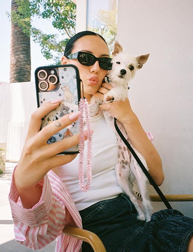 Wildflower Cases - Compatible with iPhone 13 Pro | Protective Black Bumper, 6.5ft Drop Test Certified, Women Owned Small Business | Blue, Dogs, White, Animals, Trendy, Cute | Puppy Party