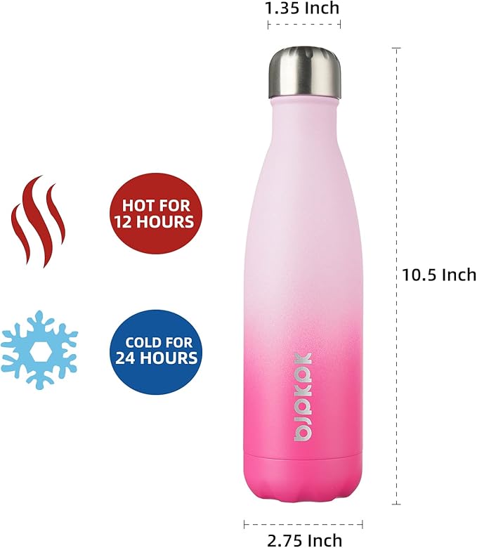 BJPKPK 17oz Insulated Stainless Steel Water Bottle Metal Water Bottles for Travel, Cherry Blossom