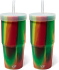Silipint 32oz Silicone Straw Tumbler – BPA-Free, Non-Toxic, Unbreakable, Microwave, Dishwasher Safe – Perfect for Tea, Cold Water, Smoothies, Hibiscus - Pack of 2