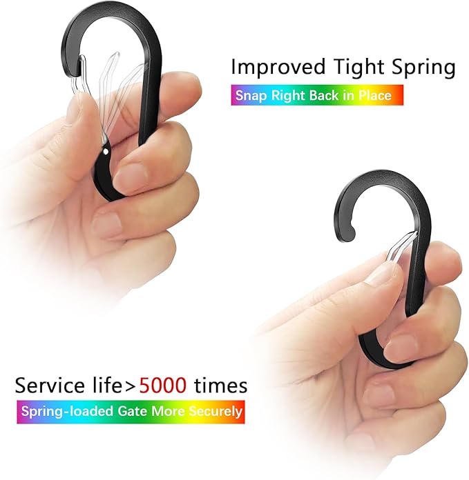 sprookber 2" Small Carabiner Clip, D Ring Caribeener, Spring Snap Hook for Keychain Multipurpose, Set of 20