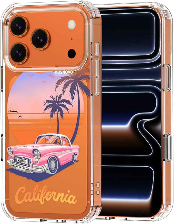 MOSNOVO for iPhone 17 Pro Case, Shockproof Military-Grade Protection 6.6ft Drop Tested, Camera Control, Clear Phone Case for iPhone 17 Pro, Cali Cruise Design