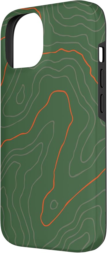 Backcountry Topo Guide Orange Lines Topographical Map Case for iPhone 14