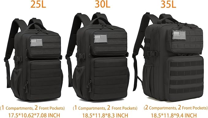 Wotony Military Tactical Backpack for Men Waterproof Daypack 3 Day Assault Pack Molle Bag with Water Bottle Holder