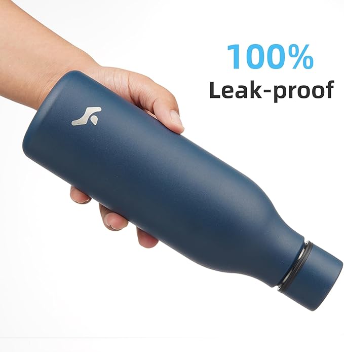 Konokyo Insulated Water Bottle with Strap,18 oz Double Wall Stainless Steel Vacuum Bottles Metal Water Flask,Navy Blue