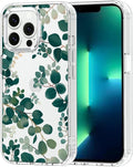 MOSNOVO Case for iPhone 13 Pro, [Buffertech 6.6ft Military-Grade Drop Protection] [Anti Peel Off Tech] Clear TPU Bumper Phone Case Cover Design - Eucalyptus