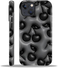 for iPhone 14 Plus Case,HL2 Cute Cool Cherry Black Hybrid 2 Layer Hard Shell Silicone Protective Pattern Design Case