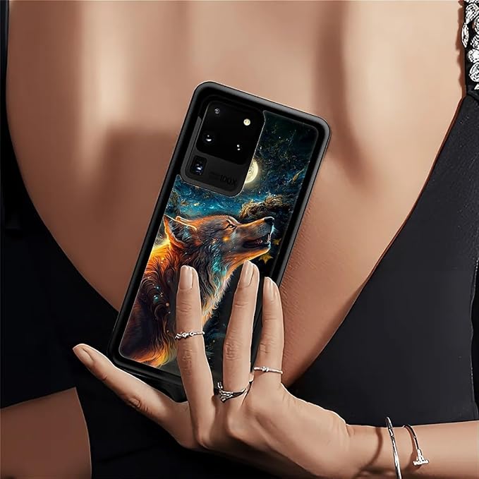 for Samsung Galaxy S20 Ultra Case, Star Cave Hungry Wolf Pattern Graphic Design Girl Boy Soft Silicone Hard Acrylic Shock Protection for Samsung Galaxy S20 Ultra