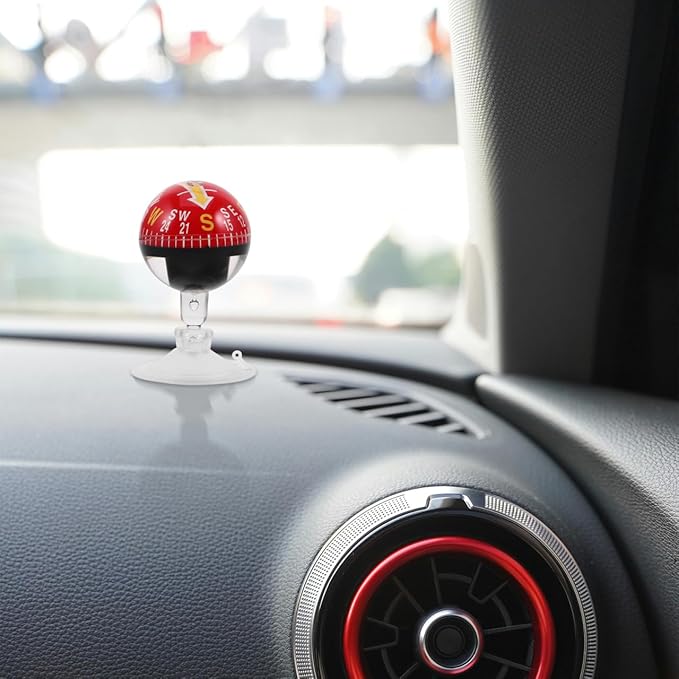 SOLUSTRE Portable Car Compass with Suction Cup Dashboard Digital Compass for Windshield Marine Outdoor Navigation
