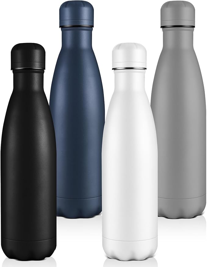 Volhoply 17oz Insulated Water Bottles MultiPack, BPA Free Water Bottle for Kids, Gym, Travel, Sports, Available in Packs of 1, 4, or 8（Assorted,4 Pack）