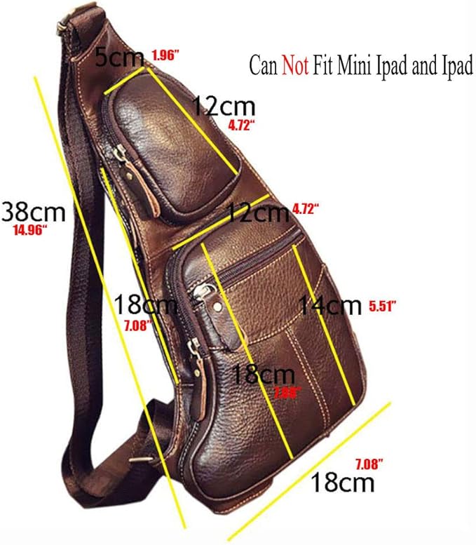 Leather Sling Bag Backpack for Men Women Crossbody Shoulder Chest Day Pack Outdoor Travel Camping Tactical Daypack
