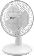 Comfort Zone CZ6D 6" Quiet Portable Indoor 2-Speed Desk Fan with Clip and Fully Adjustable Tilt in White