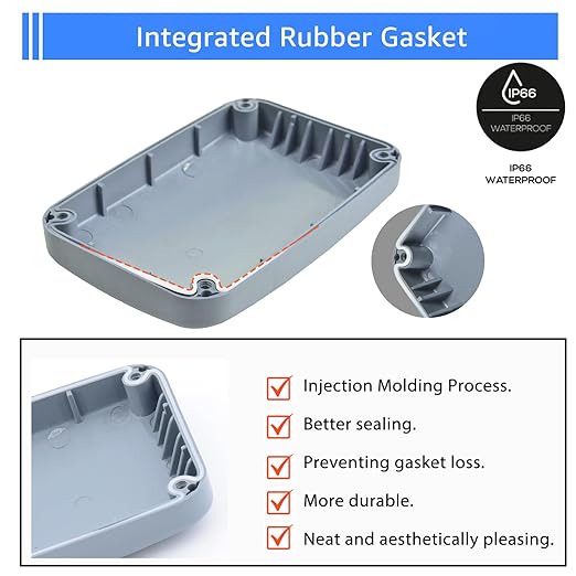 SuperInk PVC/ABS Plastic Dustproof Waterproof IP66 Electrical Junction Box 4.9 x 3.3 x 2.3 inch (125x86x62mm),with 4PK 20mm Outdoor Weatherproof Cable Glands